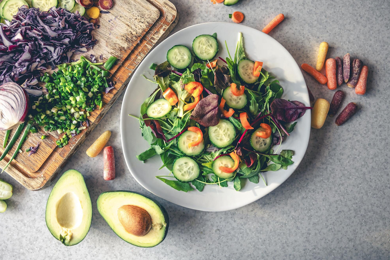 Healthy meal with vegetables and avocado for a custom weight loss plan